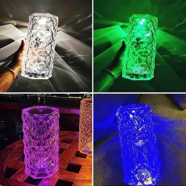 Veilleuse cristal tactile, projecteur réglable en diamant romantique, abat jour