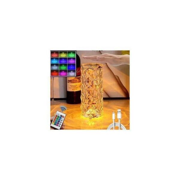 Veilleuse cristal tactile, projecteur réglable en diamant romantique, abat jour