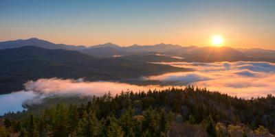 Sunrise over the Adirondack High Peaks from Goodnow Mountain, Adirondack Park, New York State, USA - Photographic Print, 24x12 Sunrise over the Adirondack High Peaks from Goodnow Mountain, Adirondack Park, New York State, USA - Photographic Print, 24x12