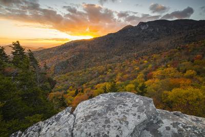 Sunset and autumn color at Grandfather Mountain, located on the Blue Ridge Parkway, North Carolina, - Photographic Print, 12x8 Sunset and autumn color at Grandfather Mountain, located on the Blue Ridge Parkway, North Carolina, - Photographic Print, 12x8